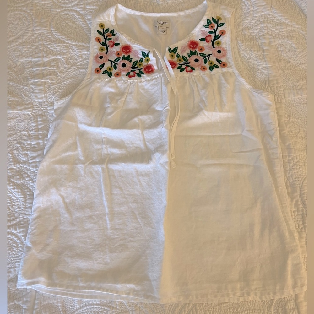 J Crew Sleeveless Embroidered Top - XS